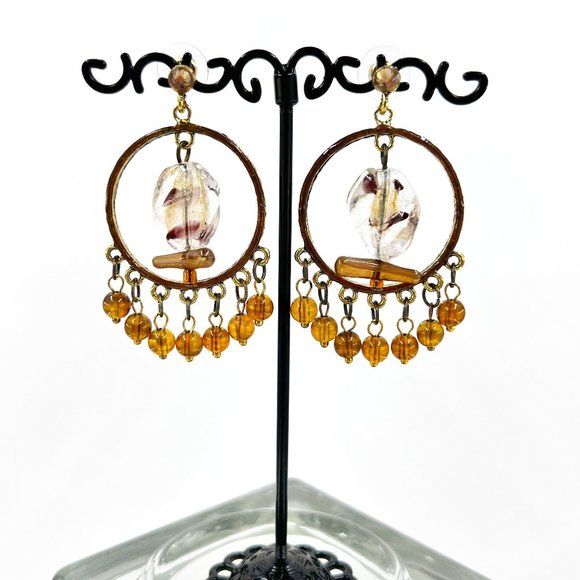 Charming Charlie Jewelry - NWT - Charming Charlie - BOHO Vibes Brown & Amber Beaded Chandelier Earrings